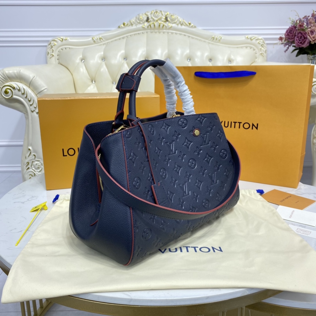 Louis Vuitton MONTAIGNE MM Handbag Monogram Empreinte M42746 Navy Blue/Red